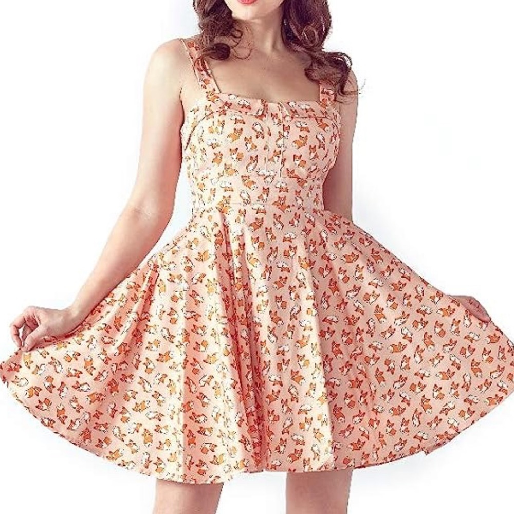 Lost and found Corgi Dog Print Midi Dress size S-M